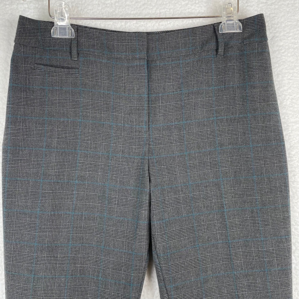 Talbots Womens Grey Blue Glen Plaid Curvy Fit Ankle Dress Pants Size 10 Workwear